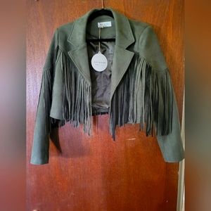 Saints and Hearts Olive Green Fringe Jacket